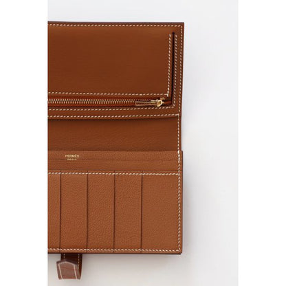 HERM Bearn Long Wallet in Gold Matte Alligator Leather