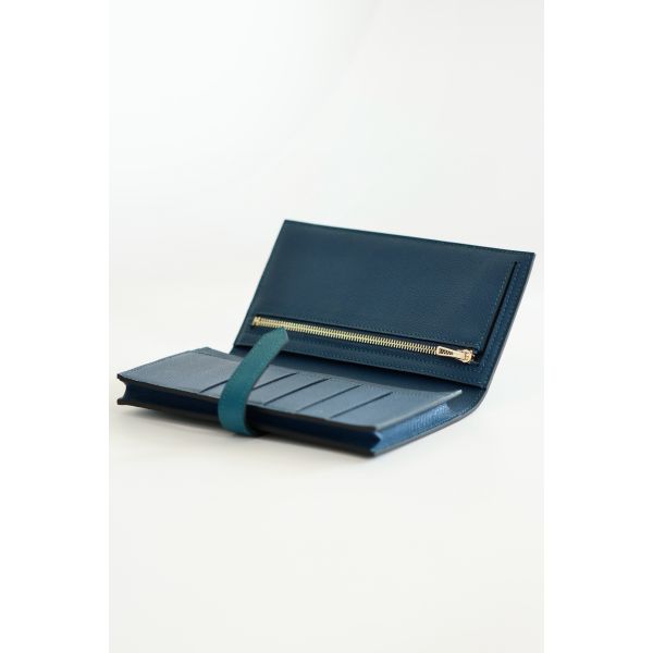 HERM Bearn Verso Long Wallet in Vert Bosphore Epsom Calfskin