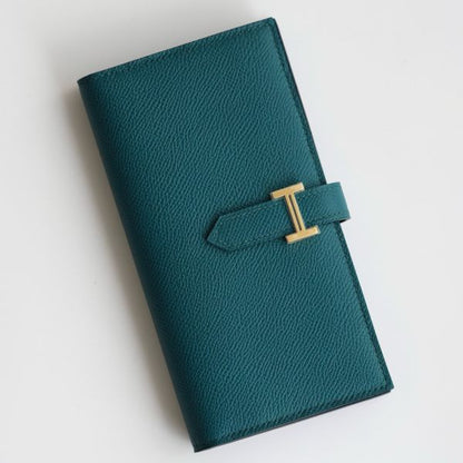 HERM Bearn Verso Long Wallet in Vert Bosphore Epsom Calfskin