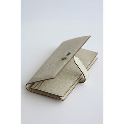 HERM Bearn Long Handmade Wallet in Craie Epsom Calfskin