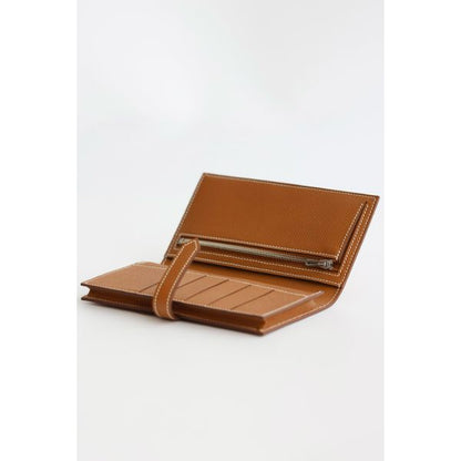 HERM Bearn Long Handmade Wallet in Gold Epsom Calfskin