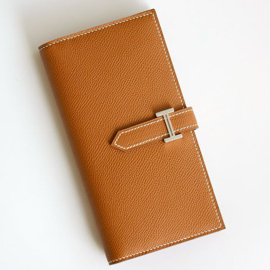 HERM Bearn Long Handmade Wallet in Gold Epsom Calfskin