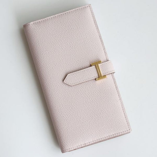 HERM Bearn Long Handmade Wallet in Mauve Pale Epsom Calfskin