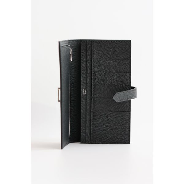 HERM Bearn Long Handmade Wallet in Black Epsom Calfskin