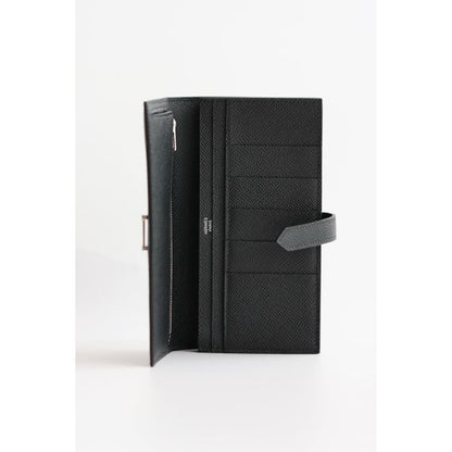 HERM Bearn Long Handmade Wallet in Black Epsom Calfskin