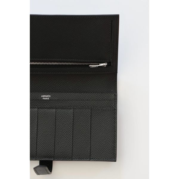HERM Bearn Long Handmade Wallet in Black Epsom Calfskin