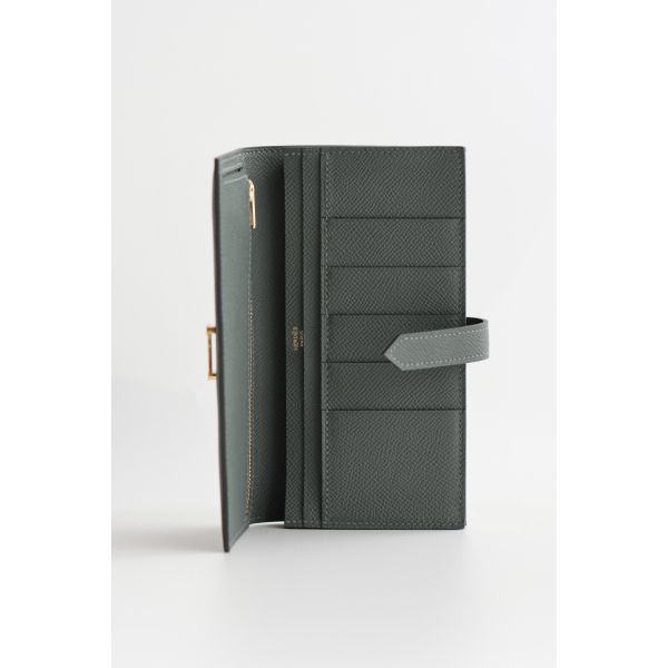 HERM Bearn Long Handmade Wallet in Vert Amande Epsom Calfskin