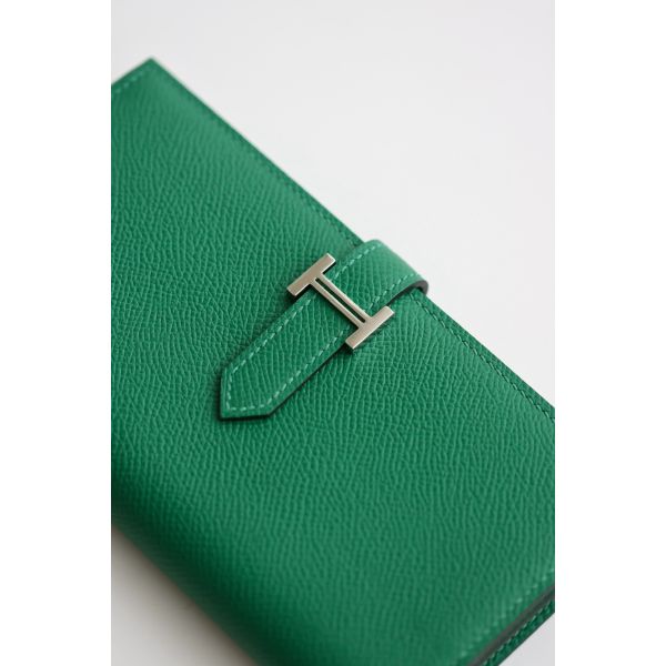 HERM Bearn Long Handmade Wallet in Vert Vertigo Epsom Calfskin