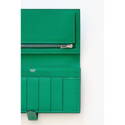 HERM Bearn Long Handmade Wallet in Vert Vertigo Epsom Calfskin