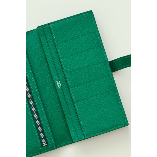 HERM Bearn Long Handmade Wallet in Vert Vertigo Epsom Calfskin