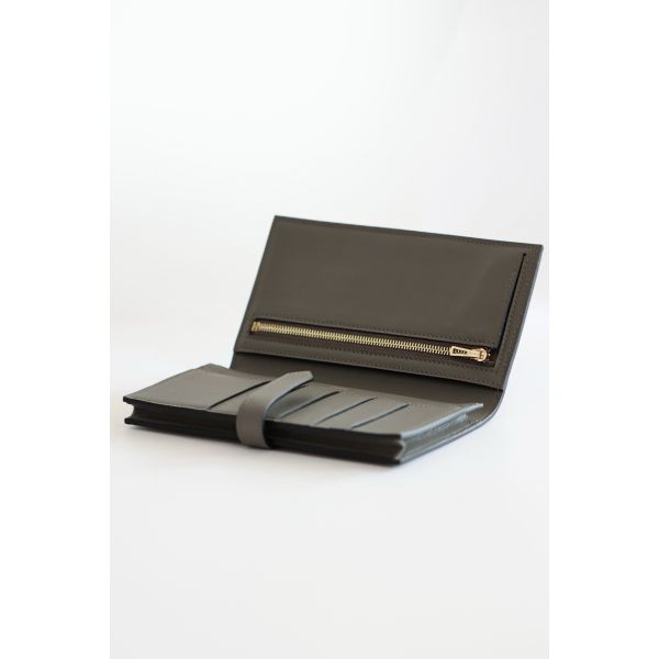 HERM Bearn Long Handmade Wallet in Etain Swift Calfskin