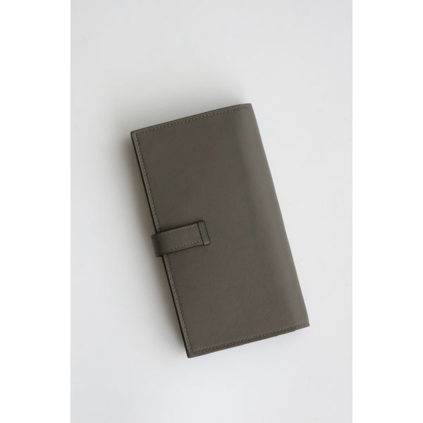 HERM Bearn Long Handmade Wallet in Etain Swift Calfskin