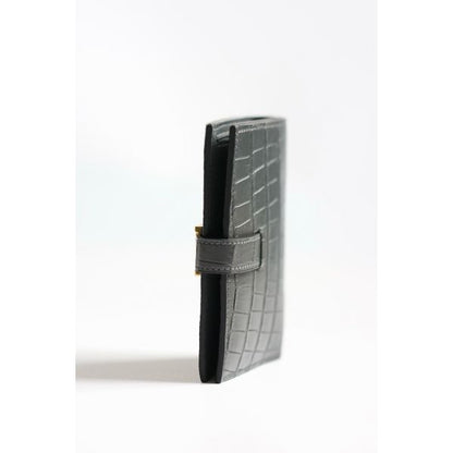HERM Bearn Compact Wallet in Graphite Matte Alligator Leather