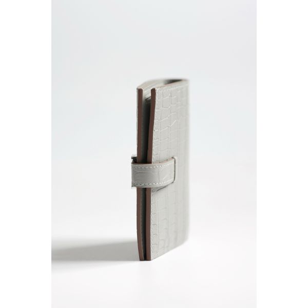 HERM Bearn Compact Wallet in Pearl Grey Matte Alligator Leather