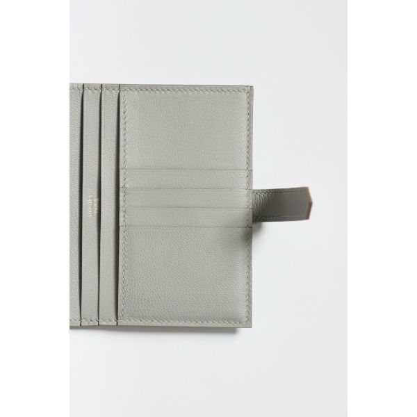 HERM Bearn Compact Wallet in Pearl Grey Matte Alligator Leather
