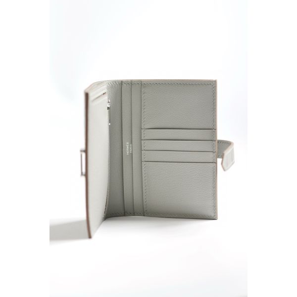 HERM Bearn Compact Wallet in Pearl Grey Matte Alligator Leather
