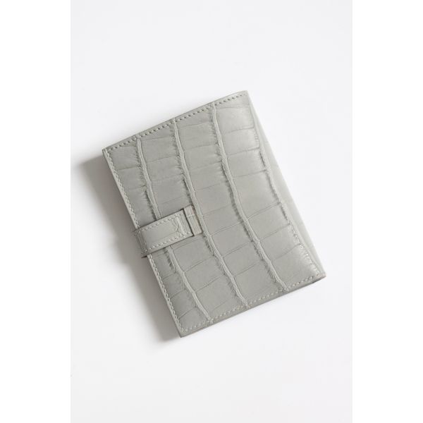 HERM Bearn Compact Wallet in Pearl Grey Matte Alligator Leather