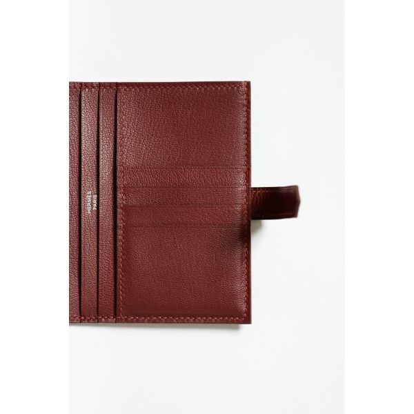 HERM Bearn Compact Wallet in Bordeaux Shiny Alligator Leather