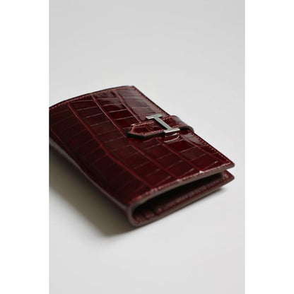 HERM Bearn Compact Wallet in Bordeaux Shiny Alligator Leather