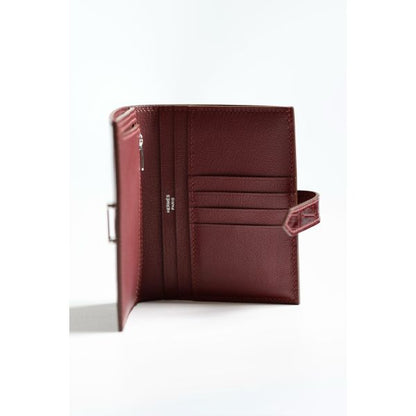 HERM Bearn Compact Wallet in Bordeaux Shiny Alligator Leather