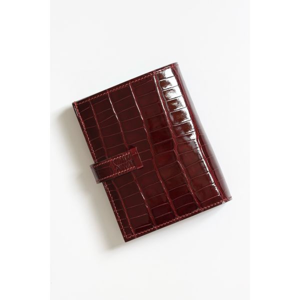 HERM Bearn Compact Wallet in Bordeaux Shiny Alligator Leather