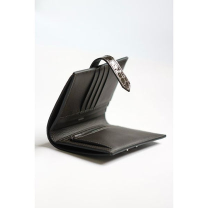 HERM Bearn Compact Wallet in Graphite Shiny Alligator Leather