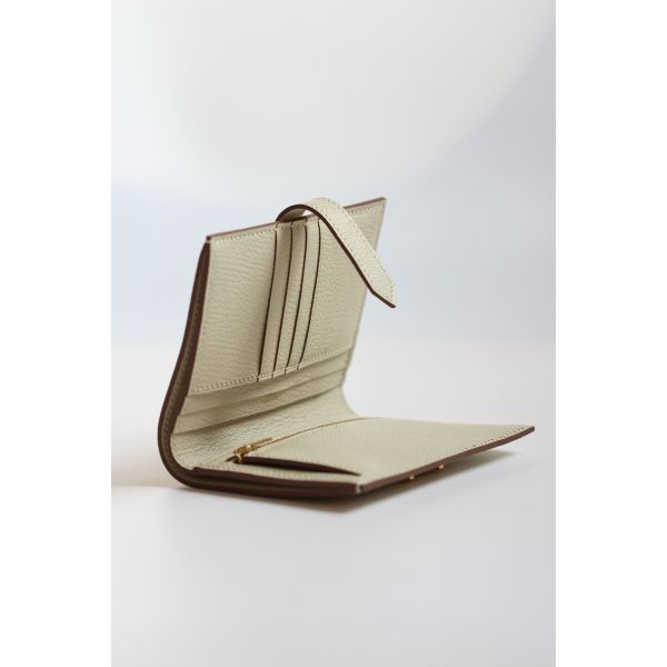 HERM Bearn Compact Handmade Wallet in Craie Chevre Mysore Goatskin