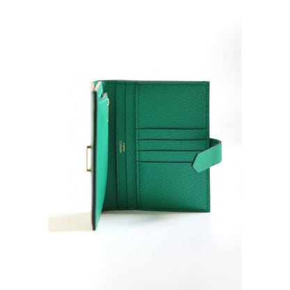 HERM Bearn Compact Handmade Wallet in Vert Jade Chevre Mysore Goatskin
