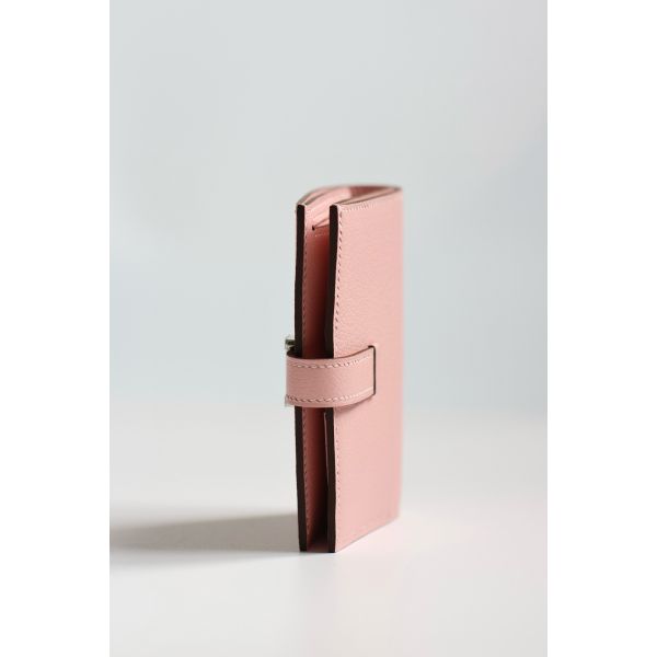HERM Bearn Compact Handmade Wallet in Rose Sakura Chevre Mysore Goatskin