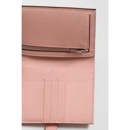 HERM Bearn Compact Handmade Wallet in Rose Sakura Chevre Mysore Goatskin
