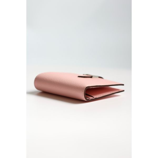 HERM Bearn Compact Handmade Wallet in Rose Sakura Chevre Mysore Goatskin