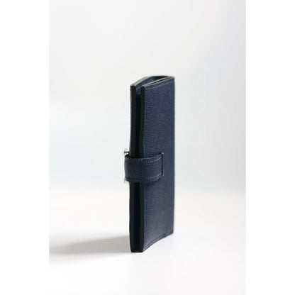 HERM Bearn Compact Handmade Wallet in Blue Saphir Epsom Calfskin