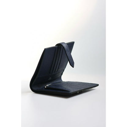 HERM Bearn Compact Handmade Wallet in Blue Saphir Epsom Calfskin