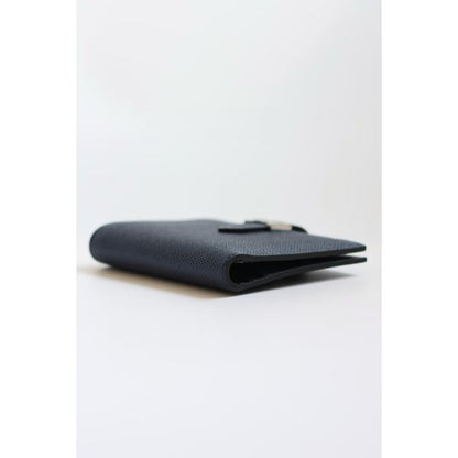 HERM Bearn Compact Handmade Wallet in Blue Saphir Epsom Calfskin