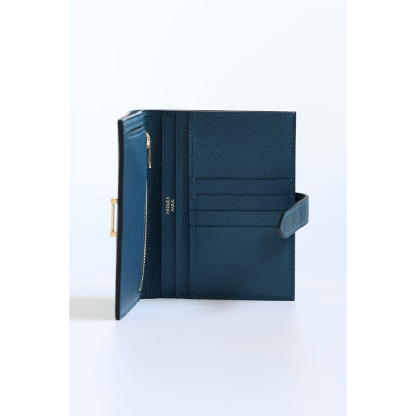 HERM Bearn Compact Handmade Wallet in Deep Blue Epsom Calfskin