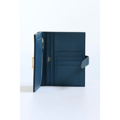 HERM Bearn Compact Handmade Wallet in Deep Blue Epsom Calfskin