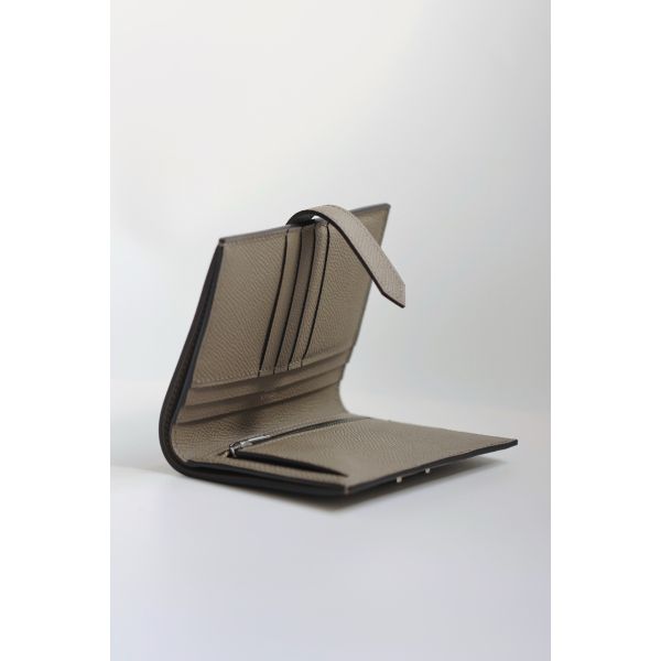 HERM Bearn Compact Handmade Wallet in Gris Asphalt Epsom Calfskin