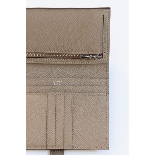 HERM Bearn Compact Handmade Wallet in Gris Asphalt Epsom Calfskin