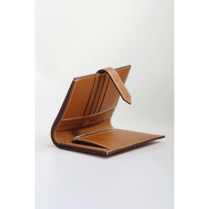 HERM Bearn Compact Handmade Wallet in Gold Epsom Calfskin