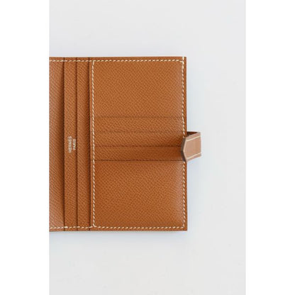 HERM Bearn Compact Handmade Wallet in Gold Epsom Calfskin