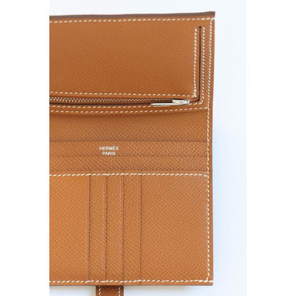 HERM Bearn Compact Handmade Wallet in Gold Epsom Calfskin