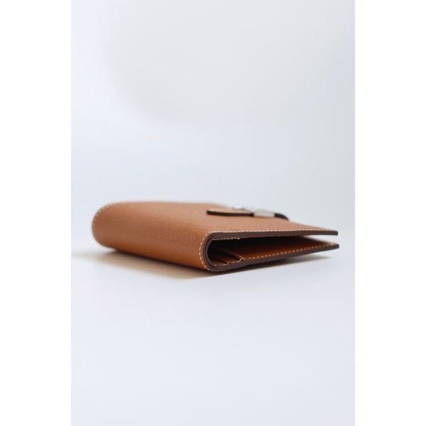 HERM Bearn Compact Handmade Wallet in Gold Epsom Calfskin