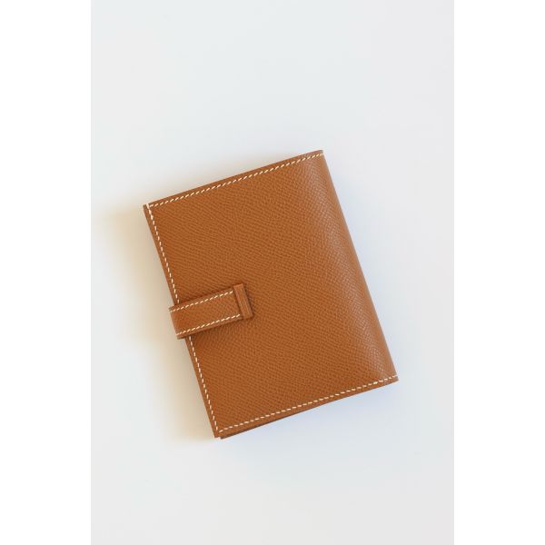 HERM Bearn Compact Handmade Wallet in Gold Epsom Calfskin