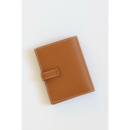 HERM Bearn Compact Handmade Wallet in Gold Epsom Calfskin