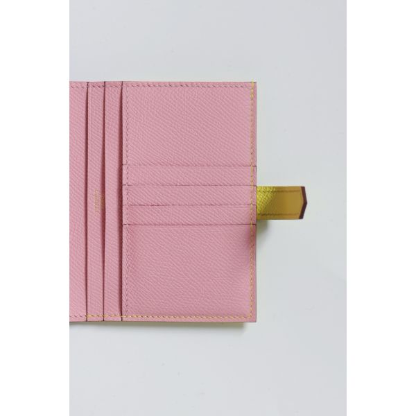 HERM Bearn Compact Verso Handmade Wallet in Lime Epsom Calfskin