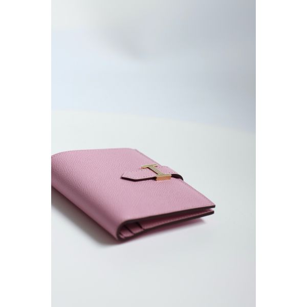 HERM Bearn Compact Handmade Wallet in Mauve Sylvestre Epsom Calfskin