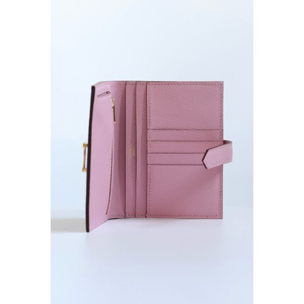 HERM Bearn Compact Handmade Wallet in Mauve Sylvestre Epsom Calfskin