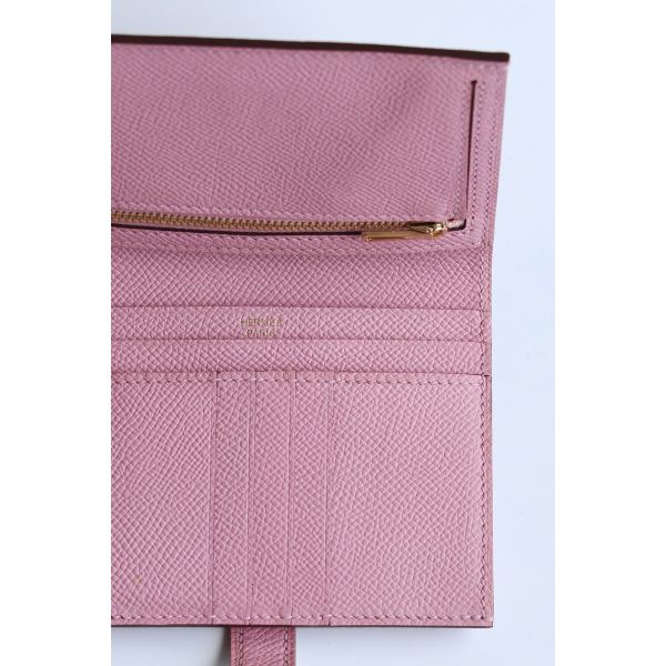 HERM Bearn Compact Handmade Wallet in Mauve Sylvestre Epsom Calfskin