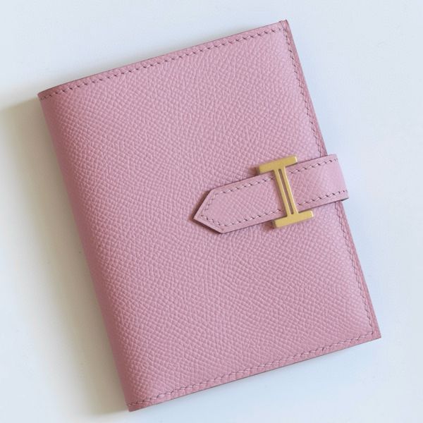 HERM Bearn Compact Handmade Wallet in Mauve Sylvestre Epsom Calfskin