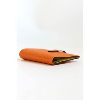 HERM Bearn Compact Verso Handmade Wallet in Orange Epsom Calfskin
